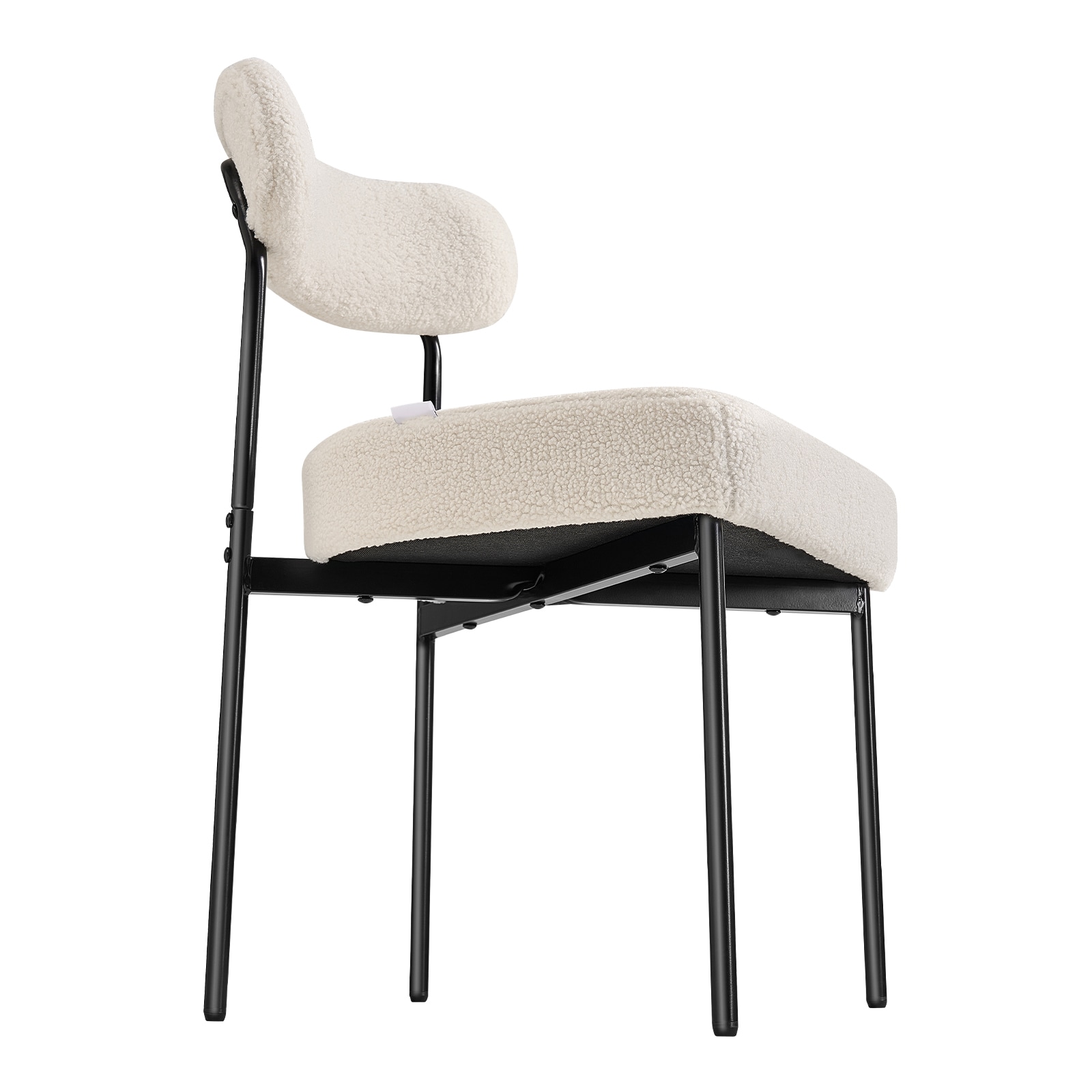 Set Of 2 Modern Bouclé Dining Chairs With Curved Backrest & Metal Legs_voghion.com